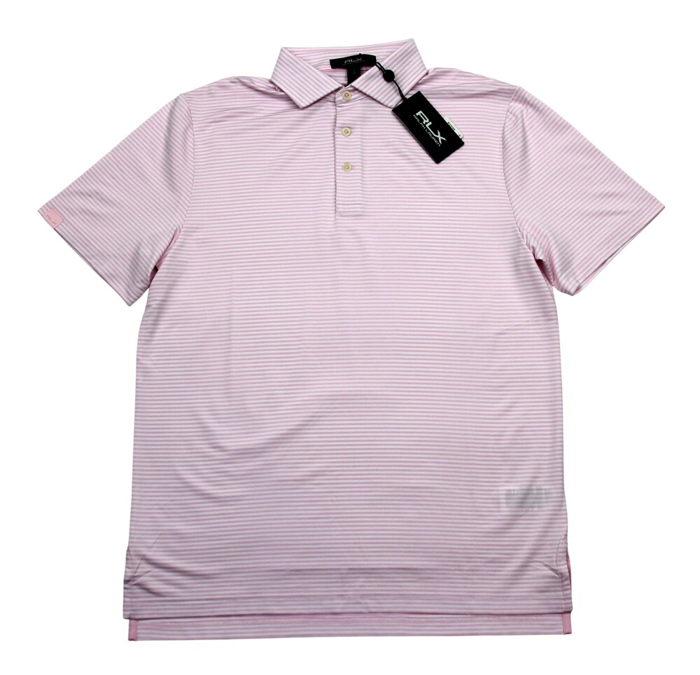 RLX Ralph Lauren Polo Shirt Mens S Pink Stripe Golf Concept 1 Stretch Jersey